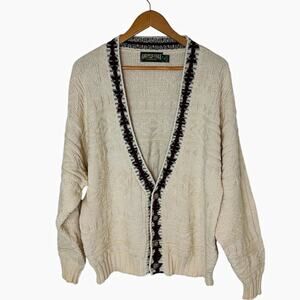 Vintage American Eagle Cable Knit Cardigan Sweater Heritage Preppy 90’s Grandpa